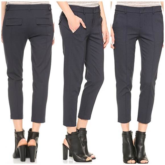 Vince Pants - Vince Cropped Menswear Trousers In Navy 36x25.5”